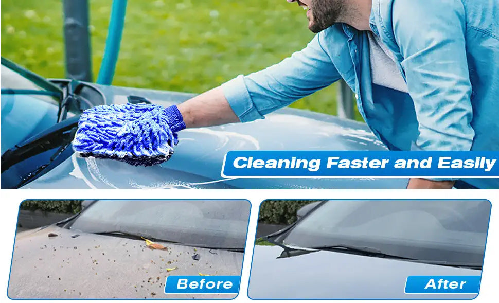 NNEDSZ Blue 10-Piece Car Cleaning Kit – Complete Car Care Set with Towels, Brushes, Gloves, and Storage Bag