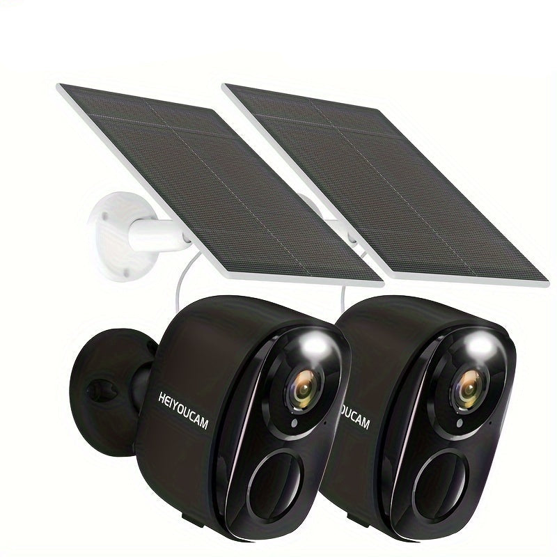 NNETM 2 Set Wireless Solar Security Camera 3MP Outdoor