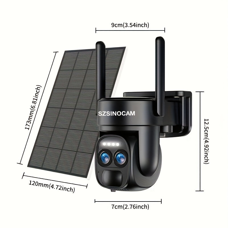 Dual-Lens Solar Security Camera with 8X Zoom